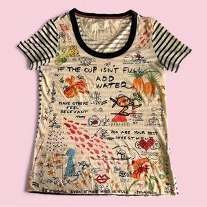 Tory Burch De La Vega Limited Edition Graphic Stripe Tee Size S